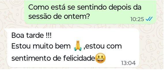 Captura de tela de depoimento mostrando o processo se confirmando na resposta do paciente